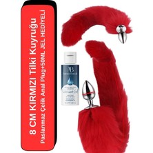 Aşkın Deposu Kırmızı Tilki Kuyruğu Paslanmaz Çelik Anl Plug 8cm 40 cm Boyunda 50 ml Sade Jel Hediyeli