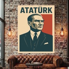 Özkacar Group Atatürk Karakalem Kanvas Tablo Ev Duvar Salon Ofis Dükkan Iş Yeri Hediyelik Dekarasyon Süsü