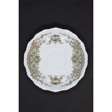 Batı Alman Üretimi Gri Antika Porselen Çay Fincan Tabağı 15 cm