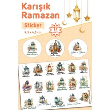 Tuğset Etiket Karışık Ramazan Sticker Etiket Özel Kesimli 17 Adet Ramazan Hediye Etiketi -T1554