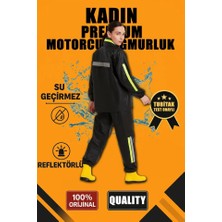 Premium Motorcu Kurye Yağmurluk Takım Su Geçirmez Pvc Kumaş Reflektörlü Tübitak Onaylı - Siyah