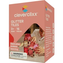 Cleverclixx Glitter Tiles Pack Manyetik Bloklar, Pembe 14 Parça