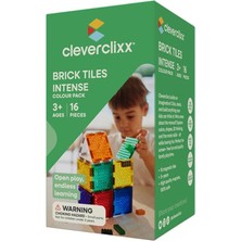 Cleverclixx Brick Tiles Pack Manyetik Bloklar, Intense 16 Parça