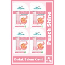 Cire Aseptine Lip Care Peach Shine Renkli Dudak Bakım Kremi 4,5 gr 4 Adet Nemlendirici Etkisiyle