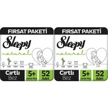 Sleepy Bebek Bezi Naturel Beden:5+ (13-20KG) Junior Plus 104 Adet Ekonomik Fırsat Pk