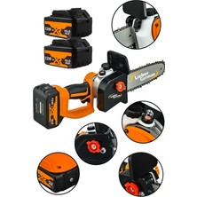 Lieber German Kömürsüz Motor 30 cm Palalı 2x Akülü 10 Pilli Ağaç Kesme Hızar Testere Dal Budama Makinesi