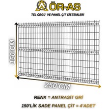 Ör-As Tel Örgü Bahçe Teli Panel Çit 150 cm x 250 cm = 4 - Adet