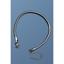 Rua Jewelry Çelik Italyan Yuvarlak Yılan Bileklik 4 mm Gümüş Renk | Kararmaz ,unisex ,2 Yıl Garantili