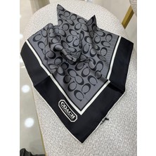 Siyah Sima Cch Monogram Twill Ipek Eşarp