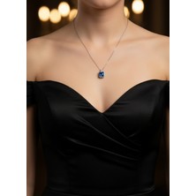 Zarene Silver Mavi Baget Kolye 925 Ayar Gümüş