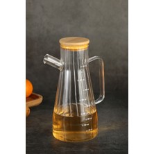 Comprox Cambu Bambu Dilimli 1lt Kapaklı Vakumlu Borosilikat Tek Cam Yağlık Sirkelik