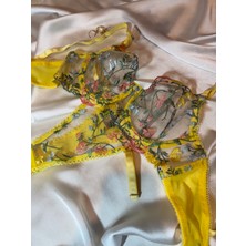 Transparan Sarı Dantelli Bralet Takım