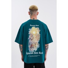 Machinist Erkek Turning Your Imagination Baskılı Oversize Tişört Yağ Yeşili