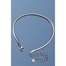 Rua Jewelry Çelik Italyan Yassı Yılan Worm Bileklik 3 mm Gümüş Renk | Kararmaz ,unisex ,2 Yıl Garantili