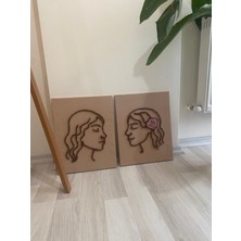 El Yapımı Punch Nakışı Duvar Tablosu – Bohem Dekoratif Duvar Süsü- 2'li Silüet