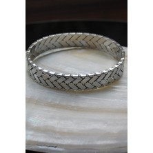Rua Jewelry Çelik Italyan Balıksırtı Bileklik Gümüş Renk (ÇAP:20CM/EN:13MM) | Kararmaz ,unisex ,2 Yıl Garantili