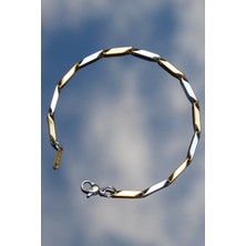 Rua Jewelry Çelik Kesik Çapraz Dikdörtgen Bileklik 3 mm Altın&gümüş Renk | Kararmaz ,unisex ,2 Yıl Garantili