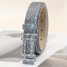 Balva Konsept Gümüş Payetli Pırıltılı Kemer - M Beden 2.8CMX112CM