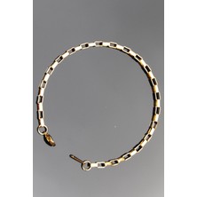 Rua Jewelry Çelik Dikdörtgen Geçirmeli Bileklik 3 mm Altın Renk | Kararmaz , Unisex , 2 Yıl Garantili