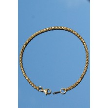 Rua Jewelry Çelik Italyan Örme Bileklik 3 mm Altın Renk | Kararmaz ,unisex ,2 Yıl Garantili