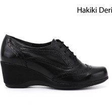 GÖNDERİ Gönderi Kadın Siyah Dolgu Taban Bağcıklı Ayakkabı 5,5 Cm Topuk İle Şıklık