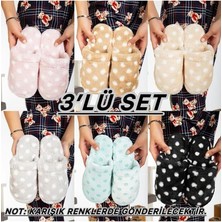 Behtah Kundura 3'lü Paket Önü Kapalı Kışlık Rahat Kadın Ev Terliği Çeyiz Misafir Kışlık Terlik