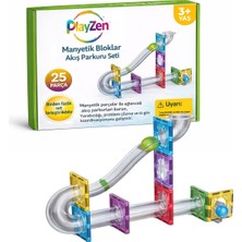 PlayZen Manyetik Bloklar Akış Parkuru Seti 25 Parça | Eğitici & Yaratıcı Oyuncak 3+ Steam