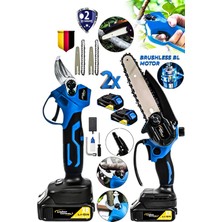 Lieber German 2 Li Set 21 V 2x Akülü  2 Pala Zincirli Şarjlı Dal Ağaç Kesme Bağ Budama Makası