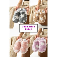 Behtah Kundura 3'lü Paket Önü Kapalı Kışlık Rahat Kadın Ev Terliği Çeyiz Misafir Kışlık Terlik