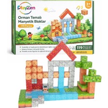 PlayZen Orman Temalı Manyetik Bloklar 119 Parça | Eğitici Yapı Oyunu | 3+ Yaş