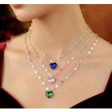 Gümüş Kadın Kalpli Midi Kolyeler