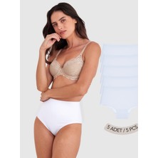 IPL Kadın Külot, Kadın Pamuklu Yüksek Bel 5`li Paket (Beyaz)