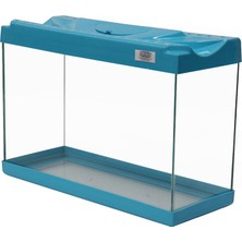Kanki Pet 35 cm KP3518 Turkuaz Renkli Kapaklı Akvaryum 12 Litre Ekonomik