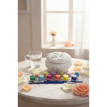 Çiçekli Atölye Çiçekli Yuvarlak Kutu Boyama Seti
