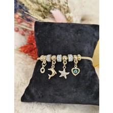 Tuel Gold Yunus Balığı Temalı Çelik Charm Bileklik