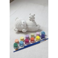 Çiçekli Atölye Ayı Model Kutu Boyama Seti Ayılı Kapaklı Küllük