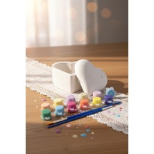 Çiçekli Atölye Dalgalı Tabak , Dekoratif Tabak,yüzük Takı Tabağı Boyama Seti,kendi Tabağını Oluştur 2 Adet Dalgalı Tabak 1 Ince 1 Kalın Fırça 12 Adet Boya