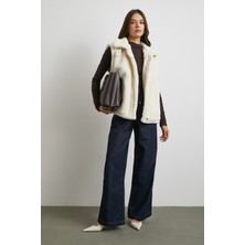 Trendquel Yaka Detaylı Yumoş Yelek Ekru