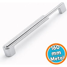 Nzb Mobilya Çekmece Dolap Kapak Kulpu Dayanıklı Kulbu Kulpları Siyah 160 mm Gümüş Krom Metal Kulp