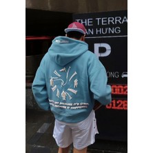 Bellanova Unisex 3 Iplik Kapüşonlu Kanguru Cepli Sweatshirt Sırtı Yazı ve Figür Desenli Baskılı