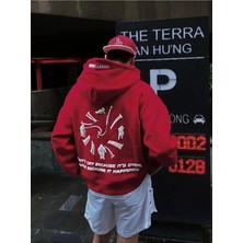 Bellanova Unisex 3 Iplik Kapüşonlu Kanguru Cepli Sweatshirt Sırtı Yazı ve Figür Desenli Baskılı