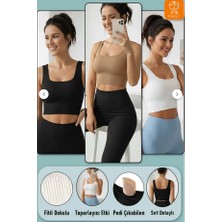 Lüx Crop 3 Lü Adet Kaşkorse Likralı Kumaş