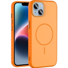 iPhone 14 Kılıf M-Safe Şarj Özellikli Zore Tea Kapak - Turuncu
