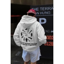 Bellanova Unisex 3 Iplik Kapüşonlu Kanguru Cepli Sweatshirt Sırtı Yazı ve Figür Desenli Baskılı