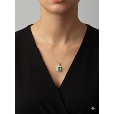 Akfecan Çelik 316L Zümrüt Yeşili Zirkon Taşlı Kolye