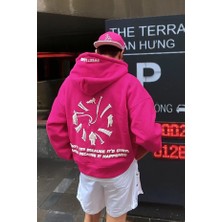 Bellanova Unisex 3 Iplik Kapüşonlu Kanguru Cepli Sweatshirt Sırtı Yazı ve Figür Desenli Baskılı