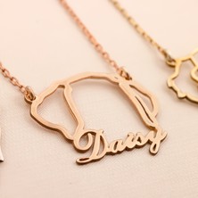 buğrahayalin 14 Ayar Köpek Isimli Kolye, Kişiye Özel Köpek Kulaklı Kolye, Özel Evcil Hayvan Takısı, Evcil Hayvan