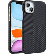 Paladyum Case iPhone 13 ve 14 Uyumlu Kevlar Karbon Desenli Siyah Kapak