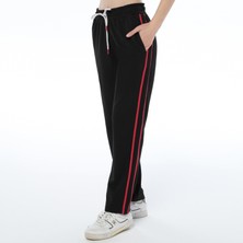 ASN Concept Kadın Örme Kumaş Yanı Şeritli Siyah Renk Örme Eşofman Altı (Büyük Beden Seçeneğiyle)