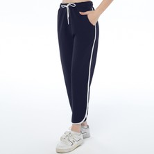 ASN Concept Kadın Lacivert Renk Yırtmaç Paçalı Biyeli Pantolon (Büyük Beden Seçeneğiyle)